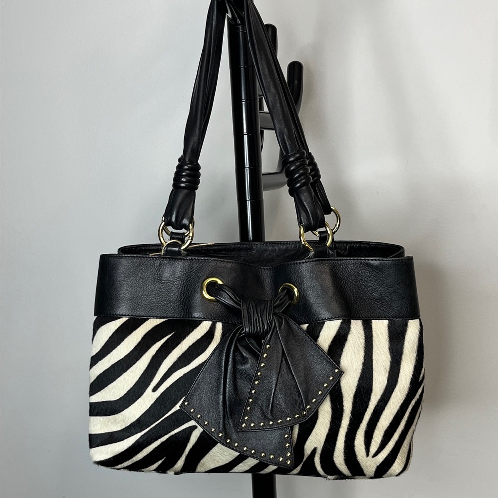 Paolo Masi Black and White Zebra Print Shoulder Bag